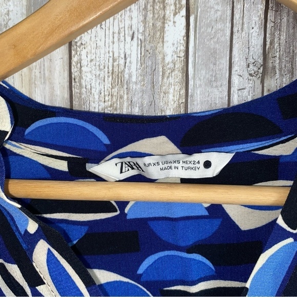 Zara Paula Geometric Printed Ruffle Belted Mini Dress - Picture 7 of 9